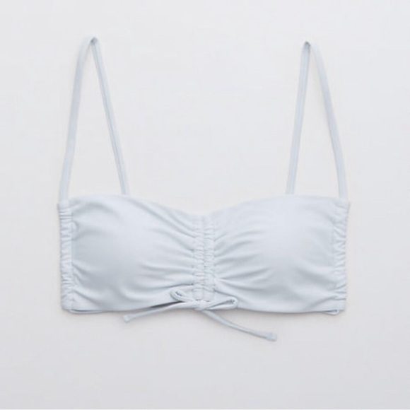 Aerie Ruched Bandeau Bikini Top in Lace Blue. NWT. Size XS - Picture 3 of 15